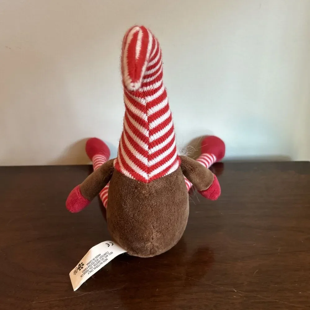 Paw Pals Holiday Christmas Gnome Squeaky Dog Toy Striped 15